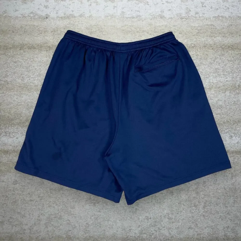 Vintage 90s Nike Gym Shorts Mens M Navy Blue Polyester 7" Inseam Subtle Swoosh - Picture 2 of 5